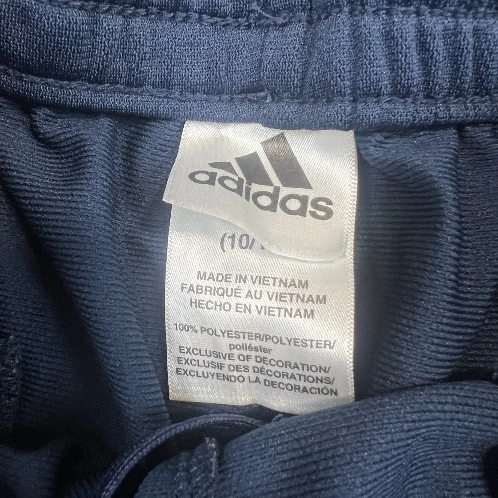 Adidas Kids Track Pants Size M 10/12 Navy Blue 3-Stripe Athletic Joggers
